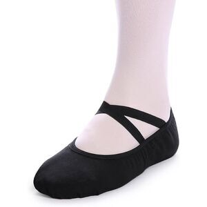 NEW Bezioner Girls Canvas Ballet Shoes Ballet Slipper for Kids EU 27 Black